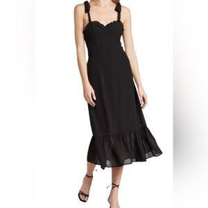 o.p.t. Black Midi Dress with Tie Straps Size M